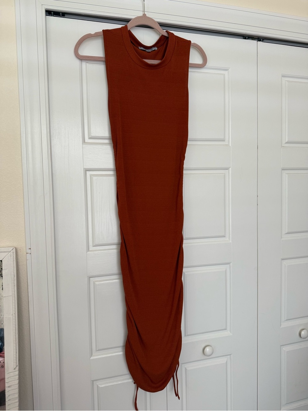 Sleeveless Rust Midi Dress -